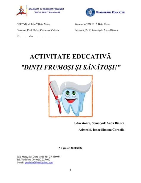 Proiect De Activitate Educativa Dintisori Fericiti PDF