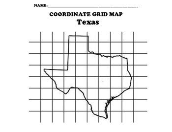 Texas Map "Coordinate Grid" Blank by Northeast Education | TpT