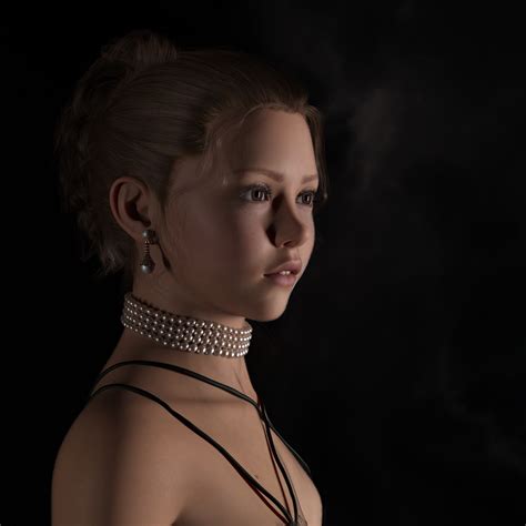 Portrait Of A Girl With Pearls And Updo D Render Renderhub Gallery