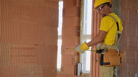 Construction Builder Worker Working Inside Newly Constructed Building