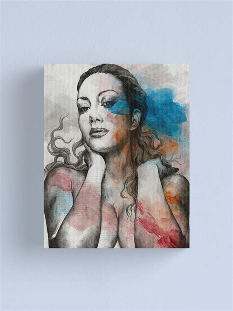 Pillars Nude Busty Woman Realistic Portrait Canvas Print By Kiss My