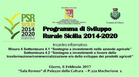 Giarre Conferenza Informativa Sul Piano Di Sviluppo Rurale Sicilia