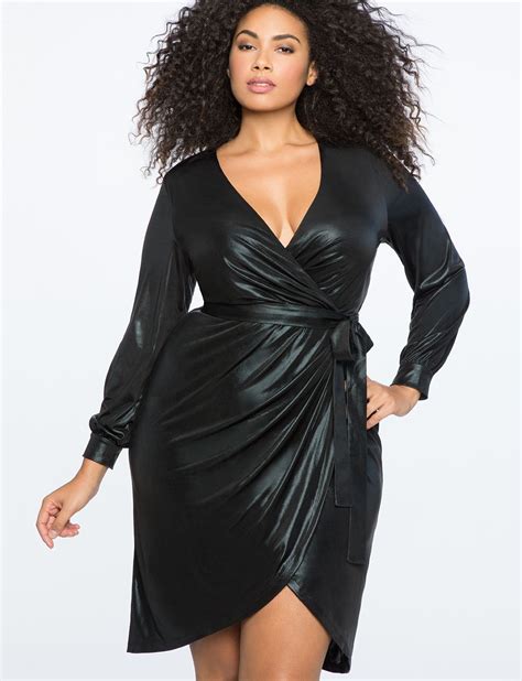 Metallic Knit Wrap Dress Black Knit Wrap Dress Plus Size Cocktail