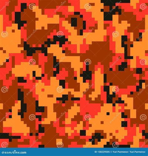 Digital Pixel Camo Seamless Pattern For Your Design Bright Orange