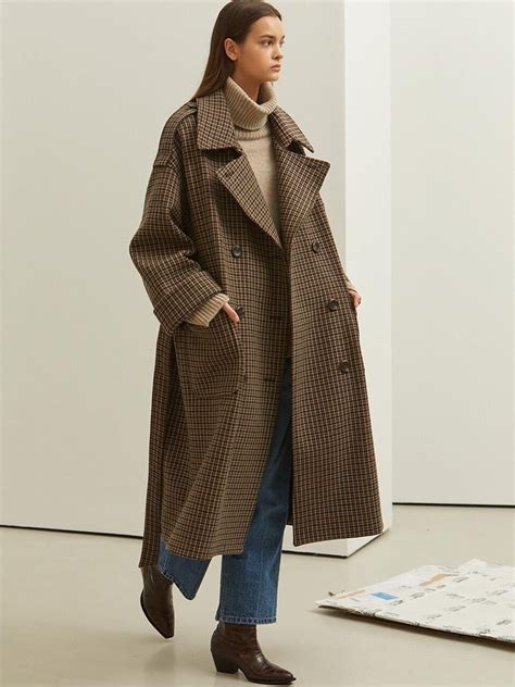 Khaki Check Oversize Trench Wool Coat Artofit