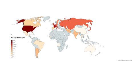 Films by country at the BFI All-time TOp 250 list : r/MapPorn