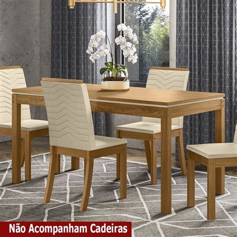 Mesa De Jantar 140x80 Cm SI221 6 Lugares Nature Off White Henn