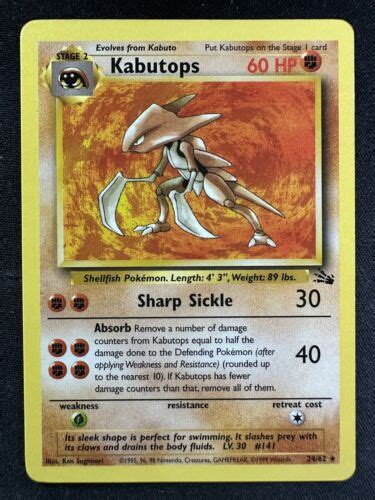 Pokemon Tcg Kabutops Unlimited Fossil Non Holo Rare Nm B Ebay