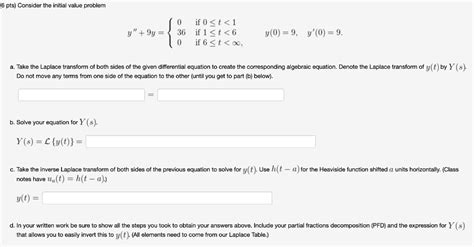 Solved 6 Pts Consider The Initial Value Problem Y 9y