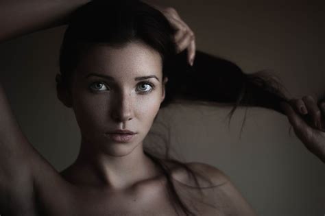 Hands In Hair Portrait Women Brunette Face HD Wallpaper Rare Gallery