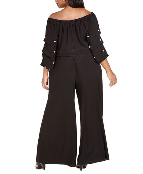 Msk Plus Size Embellished Off The Shoulder Jumpsuit Macys