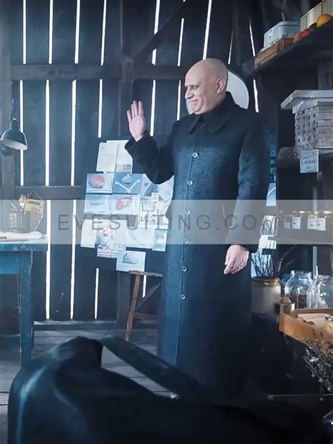 Uncle Fester Wednesday Coat Fred Armisen Black Trench Coat