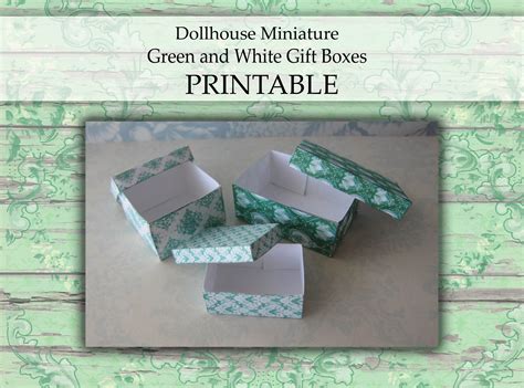 Dollhouse Miniature T Boxes Printable Green White 112 Digital