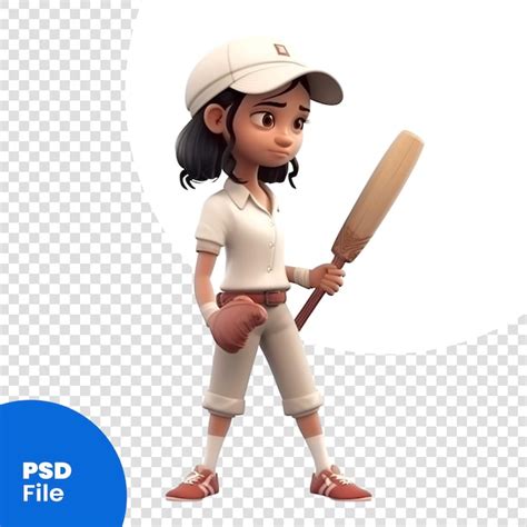 Premium Psd D Rendering Of A Female Baseball Player With A Baseball