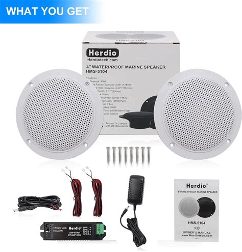 Herdio Inch Ceiling Bluetooth Speaker Kit Water Resistant W Marine