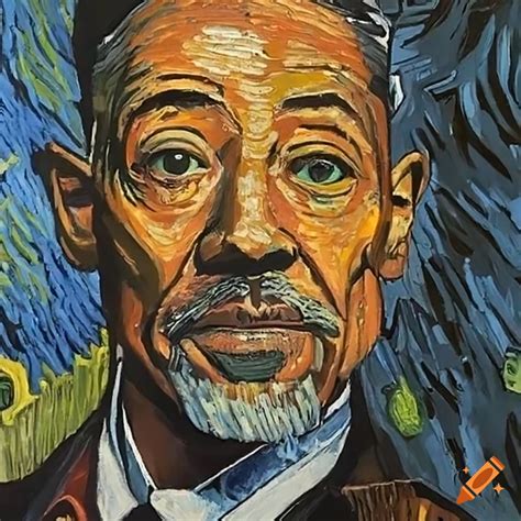 Portrait Of Giancarlo Esposito Painted In Van Gogh Style