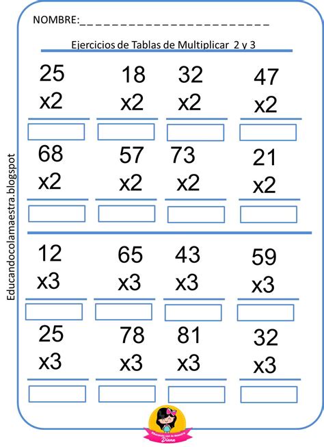 Ejercicios De Multiplicacion Para Ninos