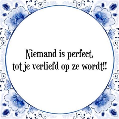 Tegeltje Met Spreuk Tegeltjeswijsheid Niemand Is Perfect Tot Je