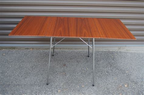 Teak And Steel Drop Leaf Dining Table Model Machine Age New