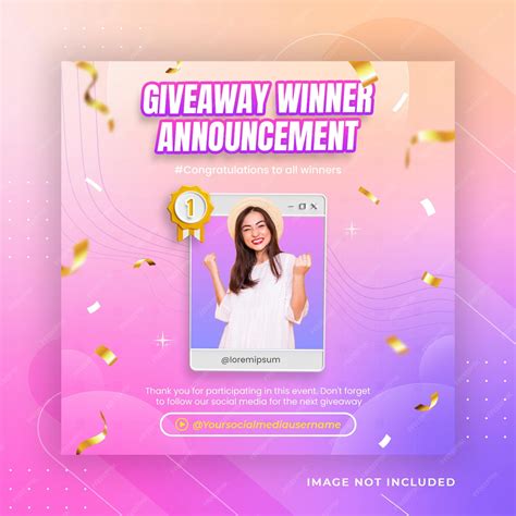 Premium Psd Creative Giveaway Winner Announcement Social Media Post