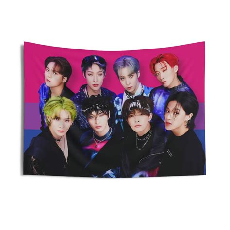 Ateez Members Bi Flag Banner Ateez Group Photo Kpop Bisexual Flag