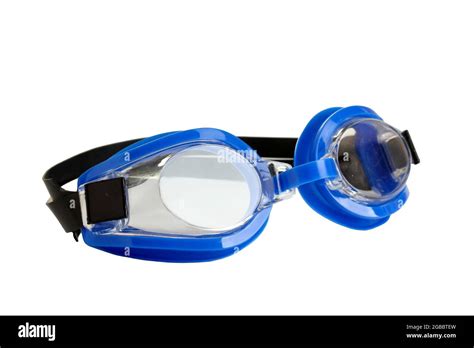 Blue Swim Goggles Isolated On White Stock Photo Alamy
