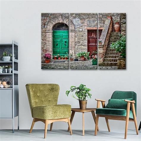 Tuscan Village Multi Panel Canvas Wall Art Elephantstock Tuscan