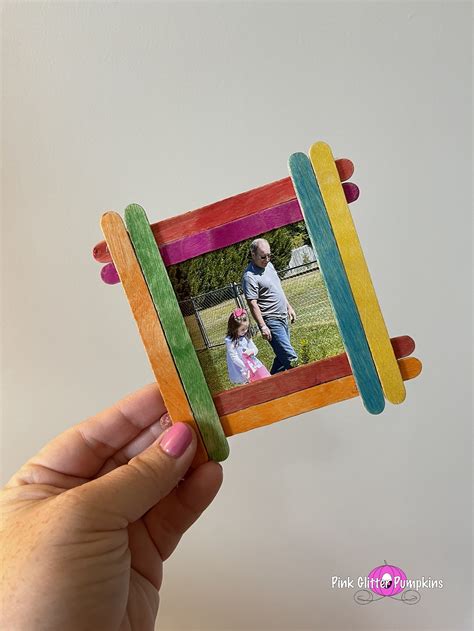 Popsicle Stick Picture Frame Pink Glitter Pumpkins