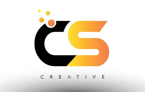 Diseño de logotipo cs letra naranja negra. icono de cs con puntos y ...