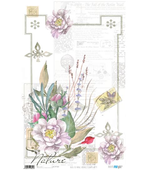 Papel De Arroz 33 X 54 Cm Vintage Flowers White Batallon Es