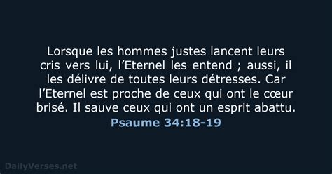 1 Mars 2022 Verset Biblique Du Jour BDS Psaume 34 18 19