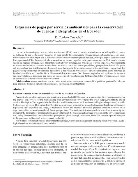 PDF Esquemas De Pagos Por Servicios Ambientales Para Los Mecanismos