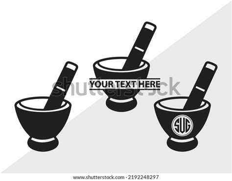 Mortar Pestle Monogram Svg Printable Vector เวกเตอร์สต็อก ปลอดค่า