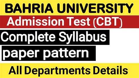 Bahria Cbt Test Syllabus Paper Pattern For All Programs Bahria