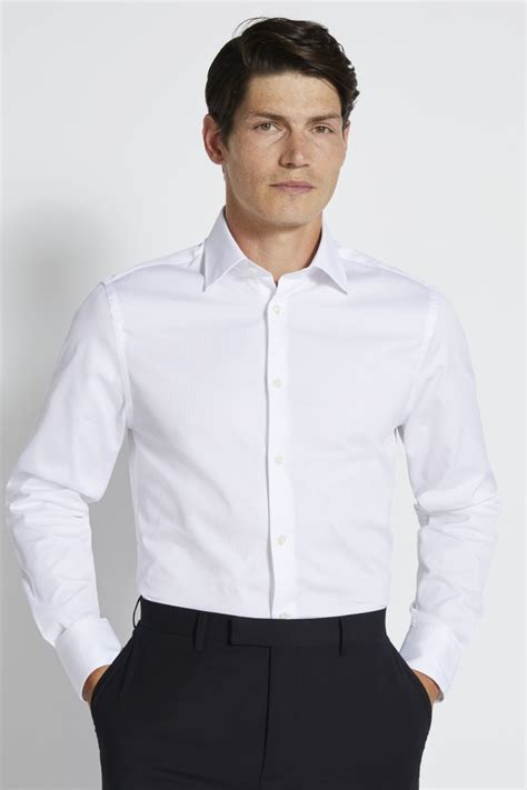 Tailored Fit White Piquet Textured Shirt Buy Online At Moss