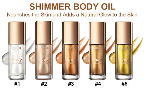 Shimmer Body Oil Long Lasting Body Shimmer With Makeup Brush Waterproof Liquid