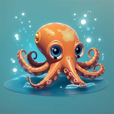 Premium Photo Cute Squid Swimming Cartoon Vector Icon Illustration