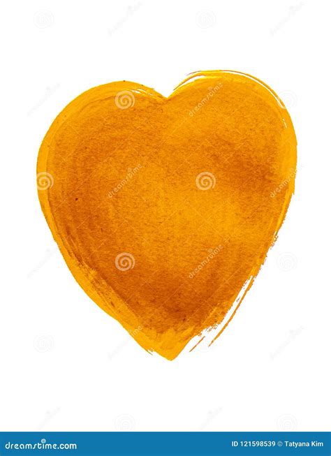 Bright Yellow Watercolor Heart Design Element For Valentine`s Day