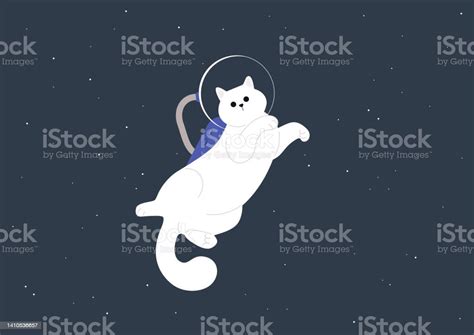 A Cat Wearing An Astronaut Costume In Outer Space Stock Illustration ...