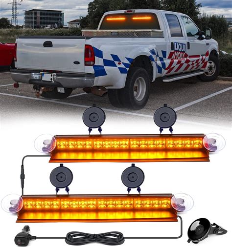 Xprite Amber LED Strobe Flashing Dual Lightbar Aluminum Windshield Dash