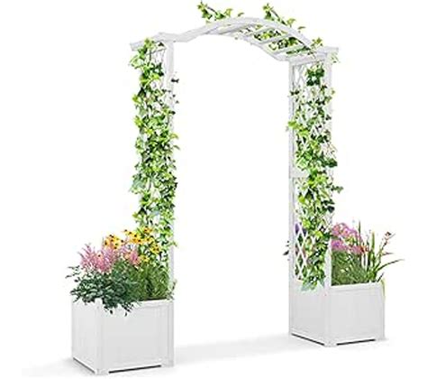 Arche De Jardin Avec Jardinière En Bois Avec Treillis Pergola