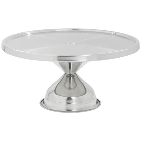 Royal Ind Polished Stainless Steel Cake Stand 13 Dia X 8 H