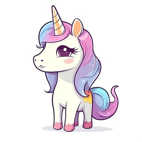 Un unicornio con melena y cola de arcoíris Vector Premium