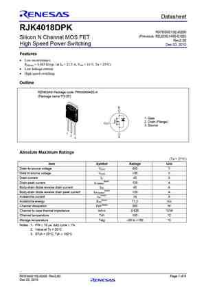 Rjk Dpk Mosfet Datasheet Pdf Equivalent Cross Reference Search