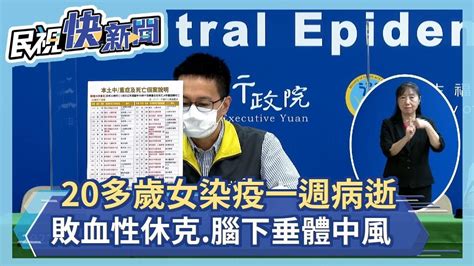 快新聞／20多歲女染疫一週病逝 敗血性休克、腦下垂體中風合併出血亡－民視新聞 Youtube