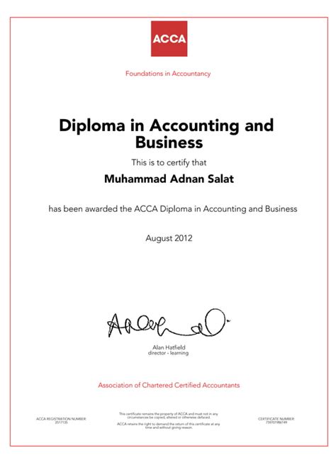 Diploma Certificate Acca