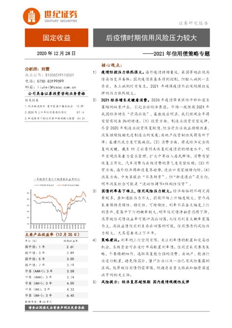 2021年信用债策略专题：后疫情时期信用风险压力较大