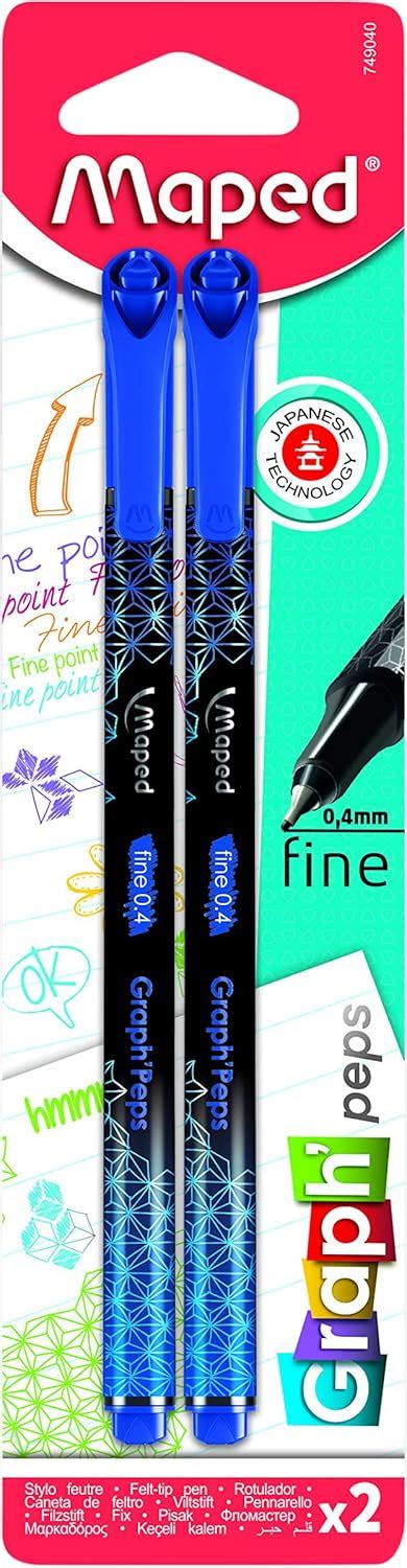 Maped Graph Peps Fine Point Pen 0 4mm Blue Pack Of 2 749040