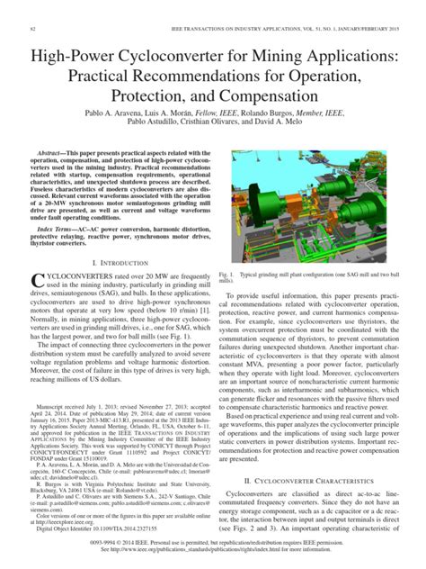 High-Power Cycloconverter For Mining Applications: Practical Recommendations For Operation ...