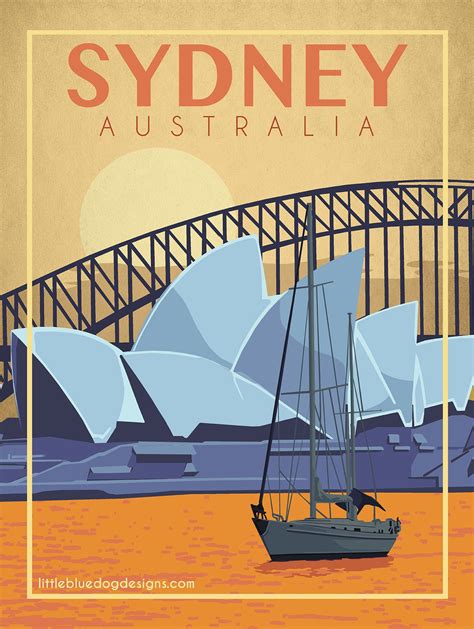 Sydney Australia Vintage Travel Poster Etsy Canada Retro Travel